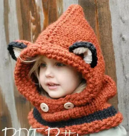 

2016 Korean VersiOn Of The Fall And Winter Warm Hat Neck Scarves Wool Knit Cap Cute Baby Girl Child Hood Hooded Scarf Beanie Hat