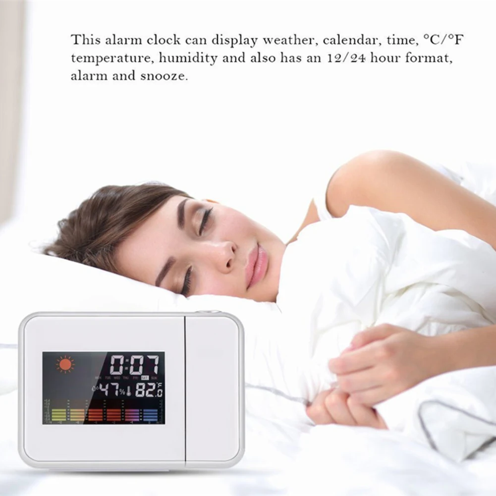 Проекционный будильник, цифровые часы с функцией повтора даты, подсветка проектора, настольные светодиодные часы с проекцией времени, цифровые часы