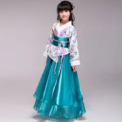 Зеленый Обувь для девочек Костюмы для народных китайских танцев Феи Тан костюм Hanfu шифон сценический костюм Платья для женщин традиционные