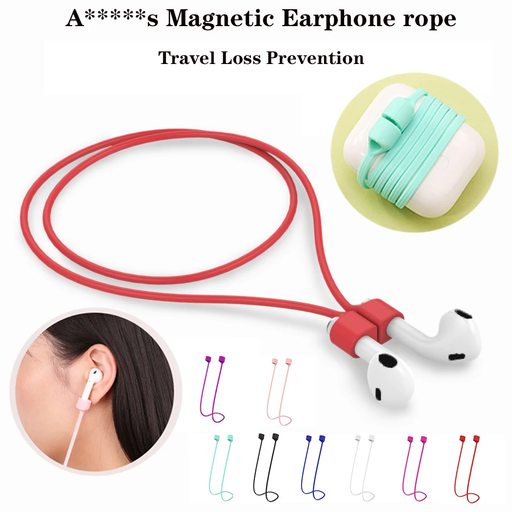 

Silicone Magnetic Anti Lost Rope AirPod Case Earpod For i30 i7s i60 i80 i90 i100 Wireless Bluetooth Earphones String Cable Cord