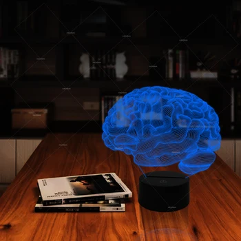 

Brain 3D Night Light Table Desk Lamp, 7 Colors Optical Illusion Touch Control Lights with Acrylic Flat & ABS Base & USB Cable