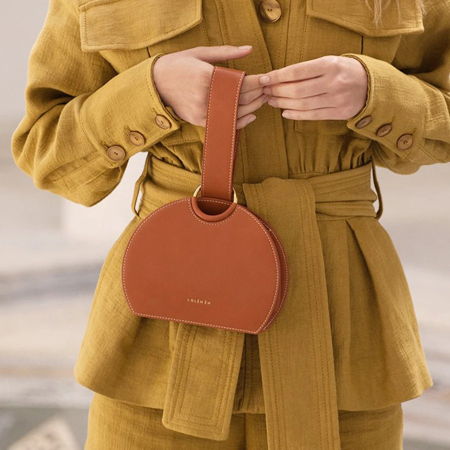 

Casual Semicircle Handbags For Women Fashion Top-handle Pu Leather Clutch Bag Solid Color Woman Handbags Chic Totes Lady Purses