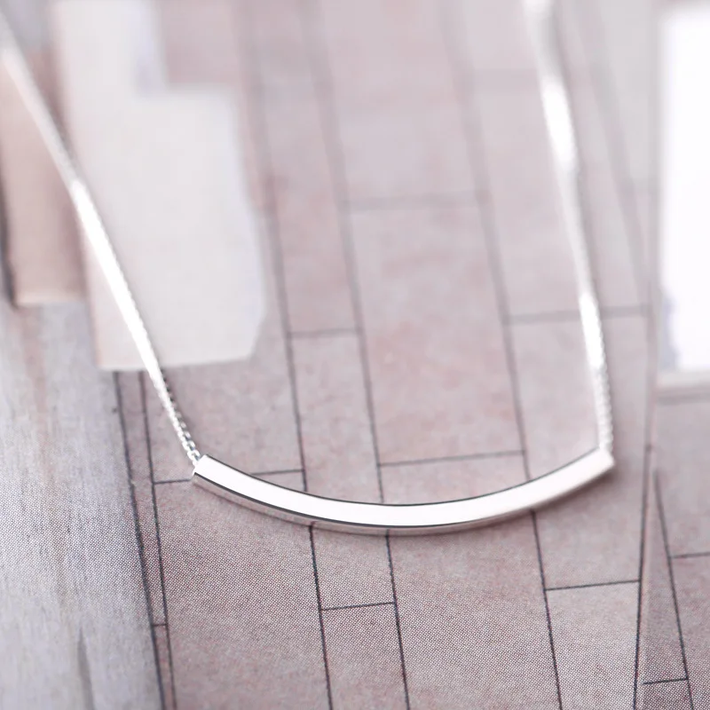 

Simple Geometric Square Tube 925 Sterling Silver Necklace