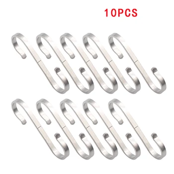 

10x/set S-Shape Hooks Stainless Steel Hanger Clasp Rack Clothes Kitchen Pot Pan