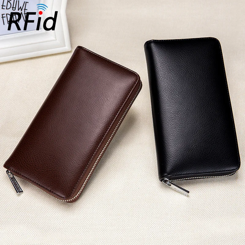 Brown Bamisr Women wallet Anti-RFID 36 card slots Zipper large capacity Lady Purses clutch Multi-Functional wallet for women
