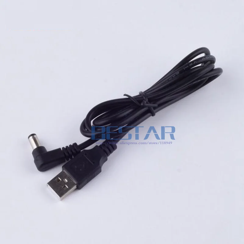Black DC power plug USB convert to 5.5*2.5mm/DC 5525 L Shape Jack 5.5 mm x 2.5 mm 5.5x2.5mm Elbow right angle charging cable 1m charging cable usb charging cable