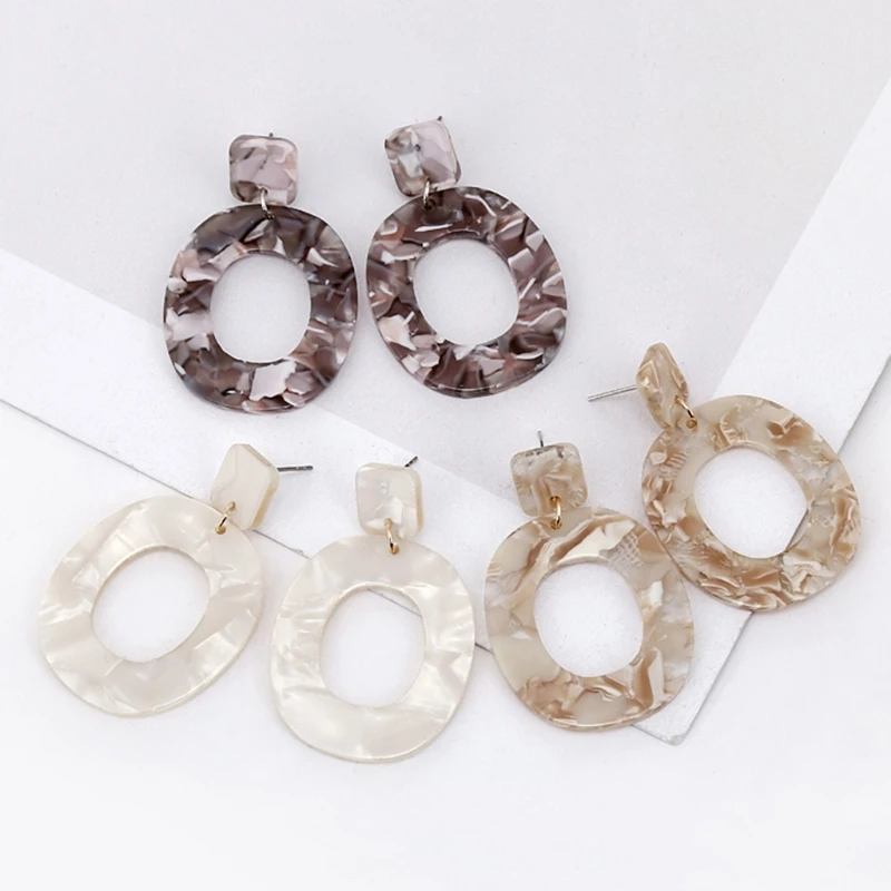

1 Pair Acid Acrylic Resin Dangle Oval Drop Earrings for Women Geometric Jewelry