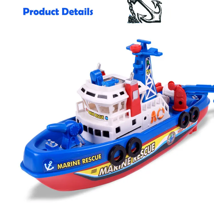 Electric Ship Water Spraying Fire Boat Light Music Kids Water Bath Toy