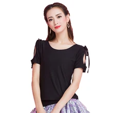 Для женщин Латинской Танцы Топы Для женщин короткий рукав тонкая, женская одежда, девичьи Бальные Танцы сцены/prctice костюм