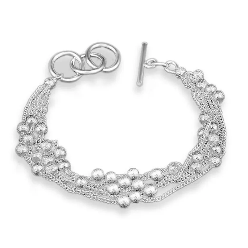 

KOFSAC Fashion Frosted Bead Bracelet New Charm 925 Sterling Silver Multilayer Chain Bracelets & Bangles for Women Jewelry Gifts