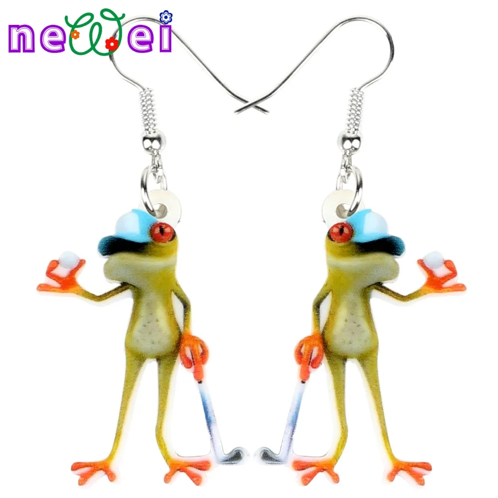 NEWEI акрил мультфильм Гольф лягушка серьги падения мотаться большой длинный