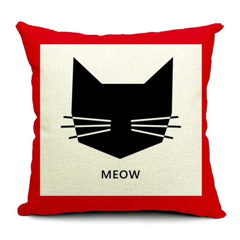 couch pillows Cute Cartoon Cat  Cat Cotton Linen Pillow Case  Decorative Pillowcase Home Accessories Animal Pillow Cover