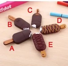 Wholesale 5 Style ice cream pen drive 8GB 16GB 32GB 64GB  Popsicle Usb flash drive delicious memory Stick cartoon pendriver gift