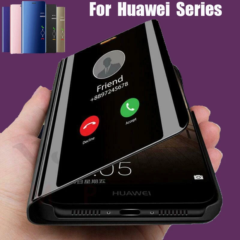 

9X Luxury View Mirror Flip Case For Huawei P30 Pro P20 Lite Mate 20 P10 P Smart 2019 Honor 10 2018 P8 2017 Stand Cover Bag Shell 10i y9 2019