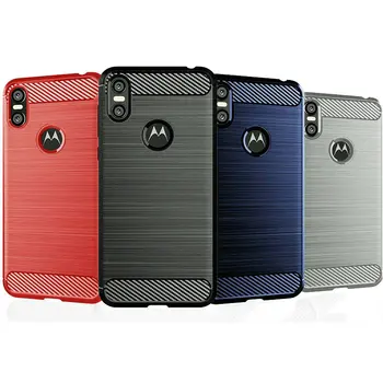 

50pcs/lot Ultra Slim Carbon Fiber Shockproof Armor Brushed TPU Case For Motorola Moto One P30 Play Moto One Power P30 Note