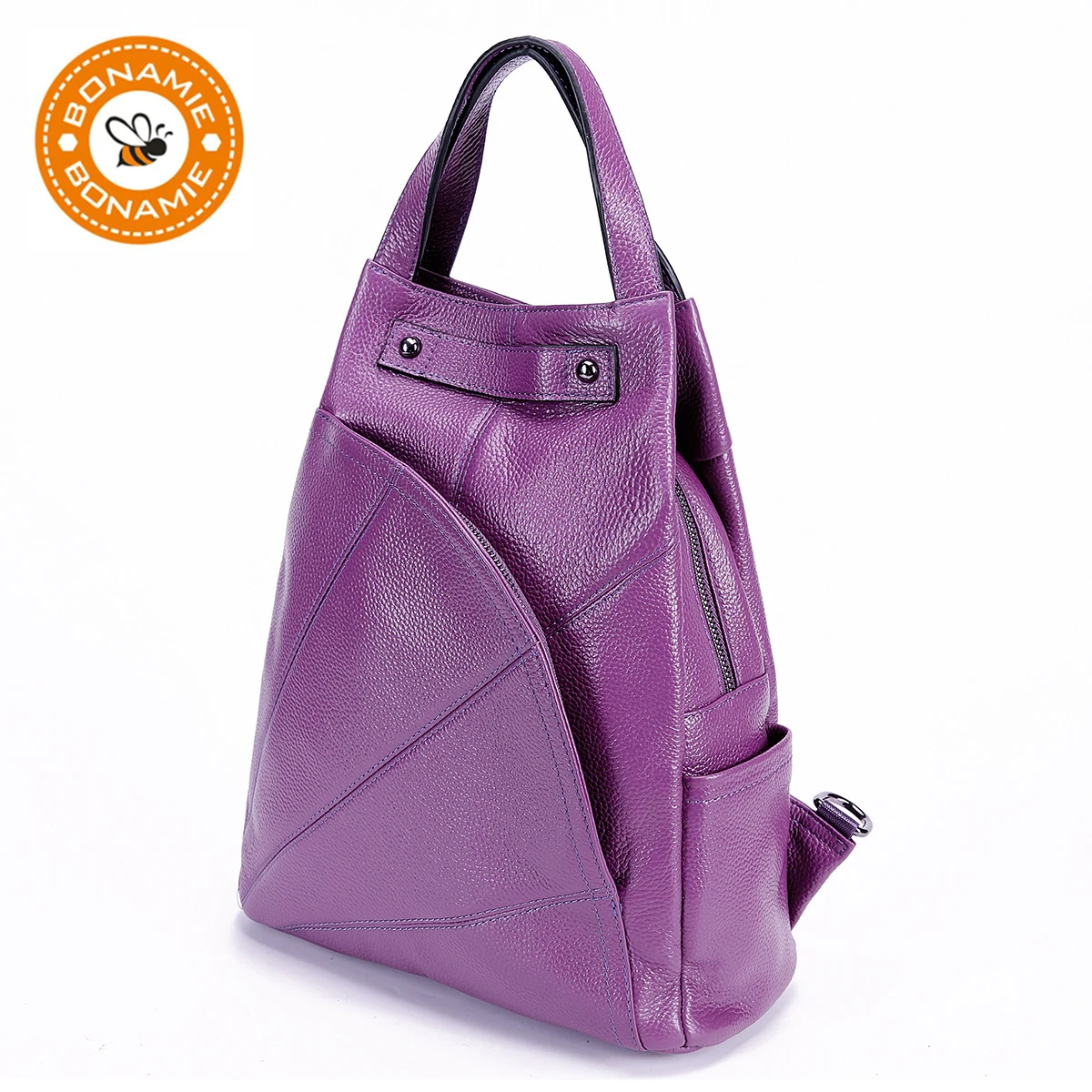 purple leather backpack