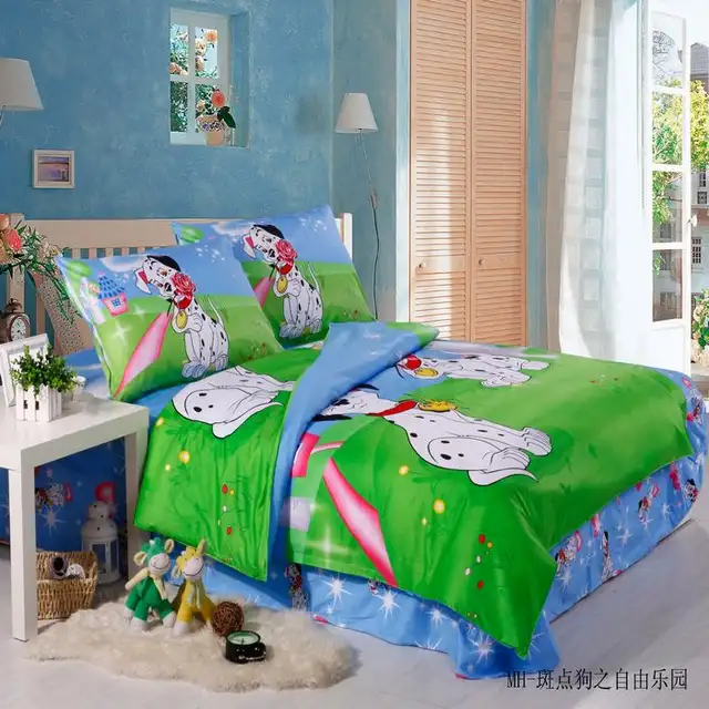 Blue Green Dalmatian Spotty Dog Bedding Sets Single Twin Size