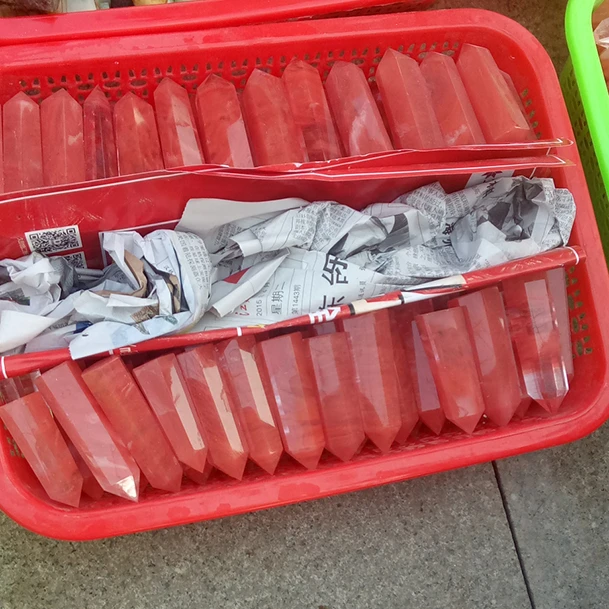 

1kg (17-25pcs) smelt red quartz crystal point wand (7-10)cm ff024