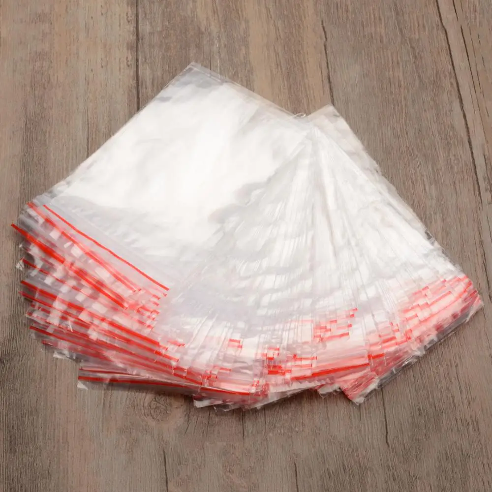 100 шт прозрачный пластиковый мешок с мешковатым захватом, самоуплотняющийся многоразовый пакет с застежкой-молнией для хранения мелочей для дома