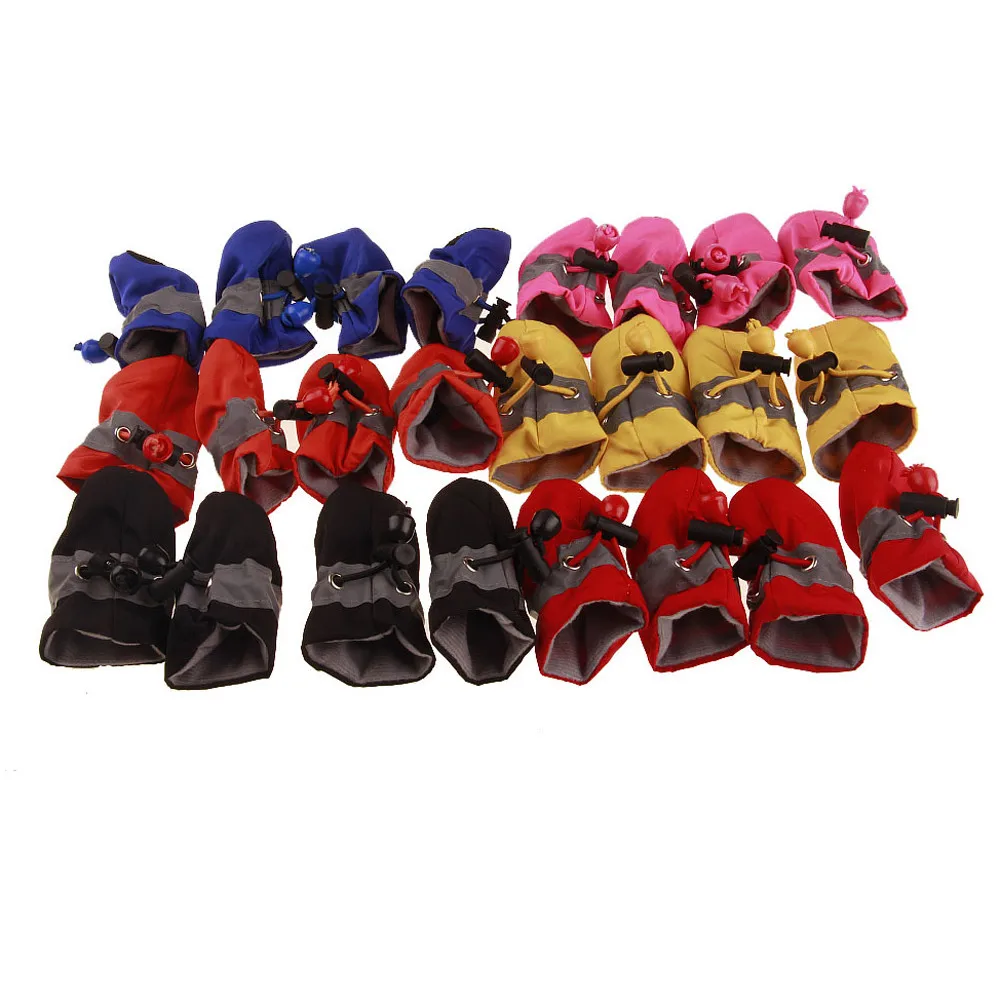 

4 pcs Waterproof Dog Shoes Reflective Anti Slip Rain Boots Adjustable Winter Warm Socks Sneaker Paw Protector For Dogs Cat F159