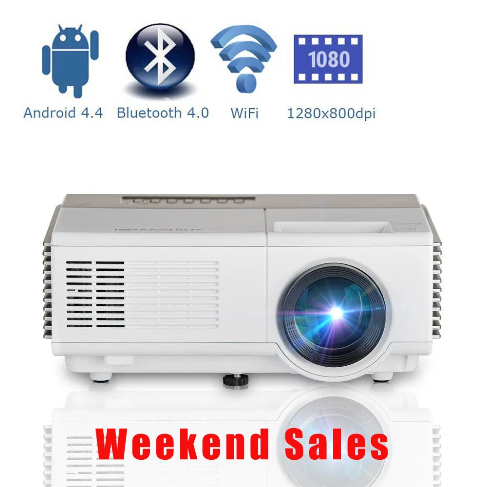 CAIWEI Smart Portable Mini LED Projector Android Wifi Home Cinema Video Beamer Mobile Proyector HD Bluetooth Wireless Sync