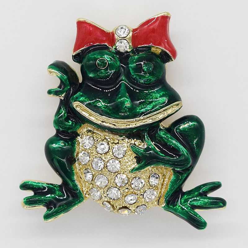 

12pcs/lot Wholesale Fashion Brooch Rhinestone Enamel Frog Pin brooches Christmas Gift C102535