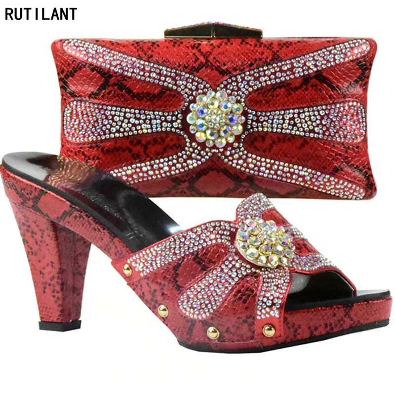 Parti Afircan Apricot rose rouge Correspondre Strass Sac argent Décoré Mariage Sacs Chaussures Chaussure De Ensemble Avec Pour Et Italien noir Nigérien À 6r6Fwq4