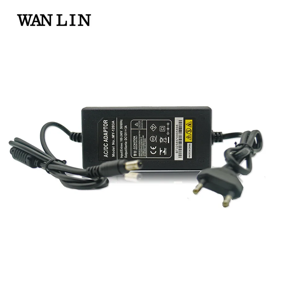 WANLIN EU Plug 12V3A AC 100 V-240 V адаптер питания DC 12V3A источник питания для CCTV AHD камеры ip-камеры DVR NVR 5,5 мм x 2,1-2,5 мм