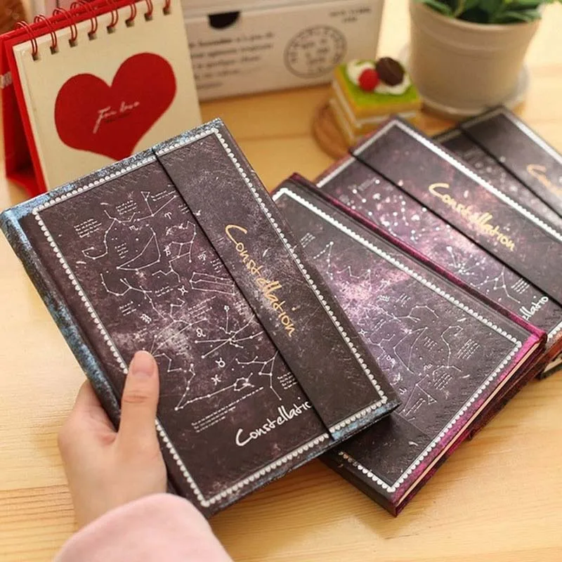 

Vintage Notebook Hard Copybook constellation Horizontal notepad 32k Diary Book Korea Stationery School Supplies Gift