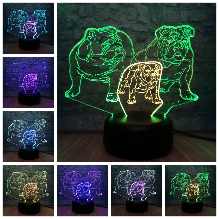 Смешанные цвета 3D светодиодный светильник животное собака RGB Освещение настольный ночник Иллюзия атмосферу спальня Dceor Luminaria рождественские подарки