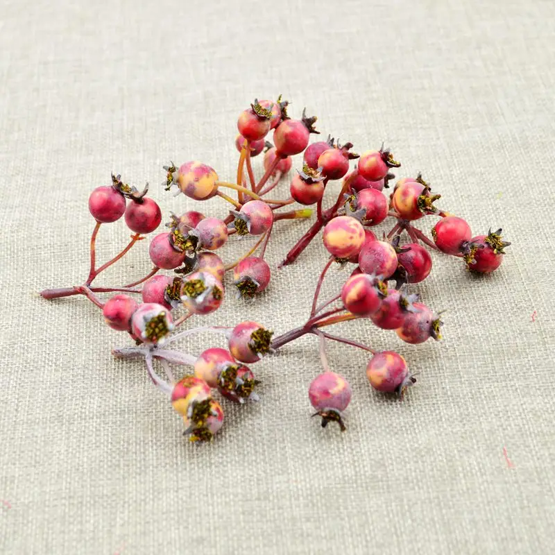 

5pcs(6-7heads/1pcs)Artificial Flowers Wedding bouquet Christmas decoration DIY wreath MINI Foam Fake cherry Fruit berries Stamen
