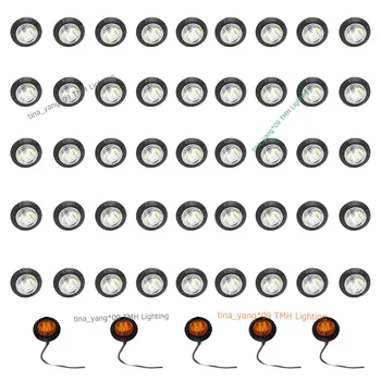 

Tkeapl THTMH 50X Mini amber 3/4" Round Side 3 LED Marker Trailer Bullet Clearance License clear Light