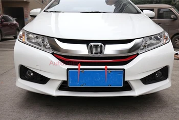 

For Honda City Sedan 2014 2015 2016 ABS Chrome plastic Front Center Grille Grill U-Shape Cover Stripe Trim
