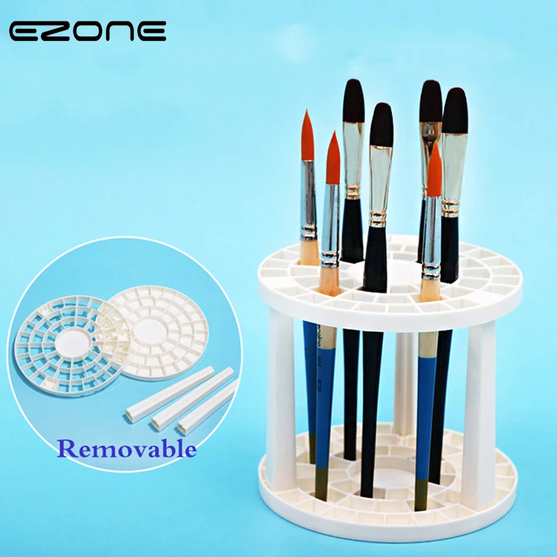 

EZONE 49 Holes Paint Brush Pen Holder Pen Rack Display Stand Support Holder Painting Brush Pen Holder For Drawing Art Supplies