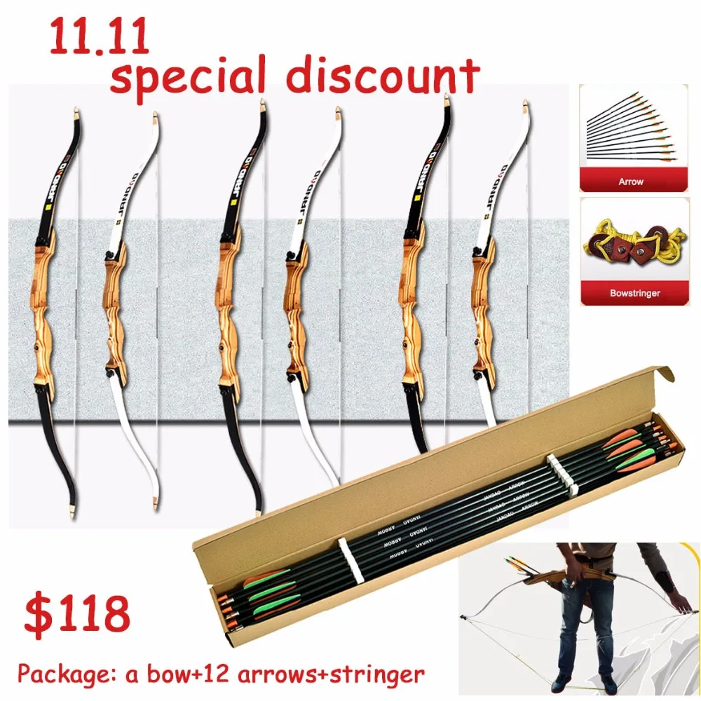 JANDAO Archery Recurve Bow Arrows Set Wooden Takedown Bow with Stringer