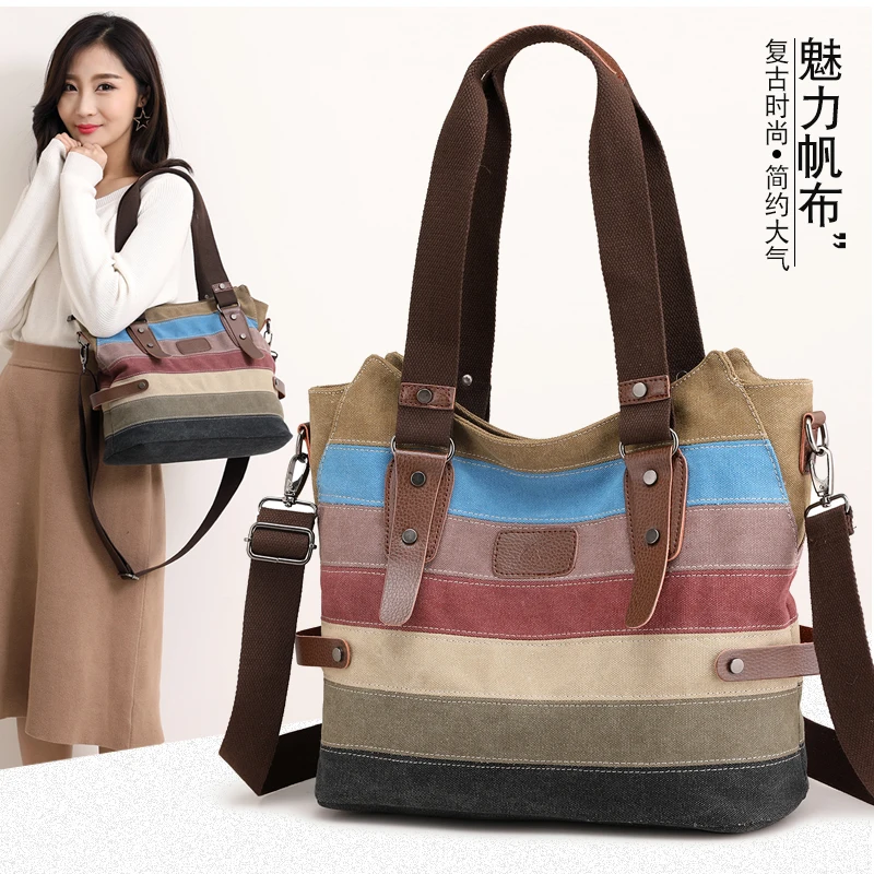 

2018 colorful backer canvas patchwork women messenger bag fashion girls handbag bag portable shoulder bag cross-body bag 1350