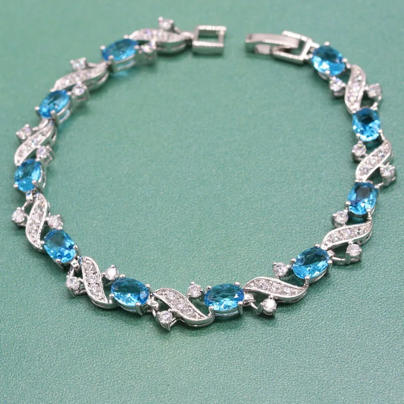 Овальный синий огонь Австралия Опал 925 пробы серебряные Ювелирные наборы для женщин белый циркон ожерелье кольцо серьги браслет коробка