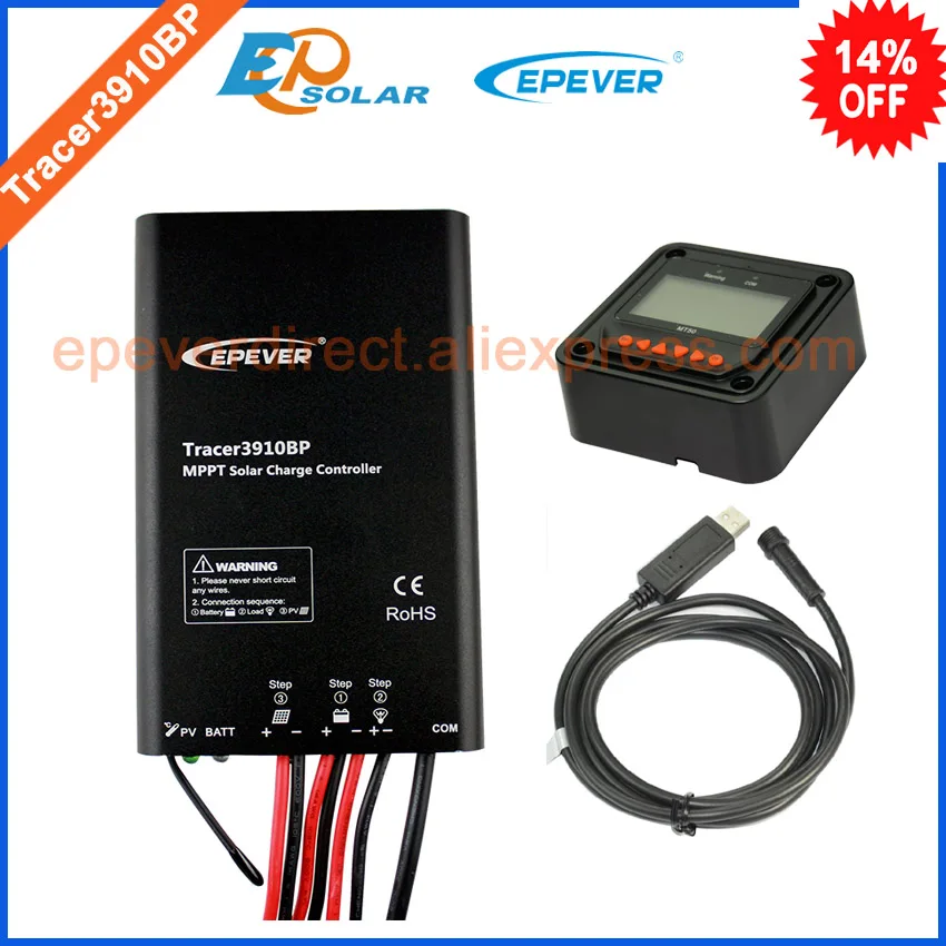 

15A 24v battery charger solar regulator MPPT Tracer3910BP+MT50 remote meter accessory 15amp free shipping USB cable