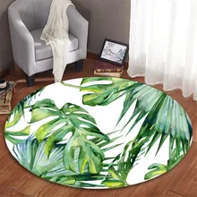 Тропические растения листья узор Круглый фланелевый коврик для ванной комнаты 100 см#0509