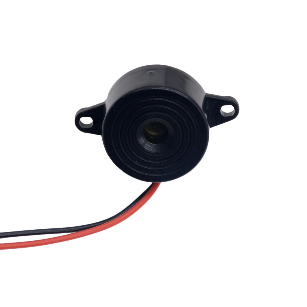 1PC 3-24V Black Nylon Piezo Electronic Buzzer Alarm 23x12MM 95DB Continuous Sound Beeper with Tin Plated Copper Wire