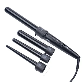 

3 Parts Hair Curler Set Clip less Ceramic Curling Iron The Wand Interchangeable 3 in 1 Piece Tourmaline Series Curling cone Set