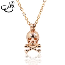 

2018 Trendy Skull shape Locket Cage Pendant Round Hollow Essential Oil Diffuser Locket Jewelry for Women DIY