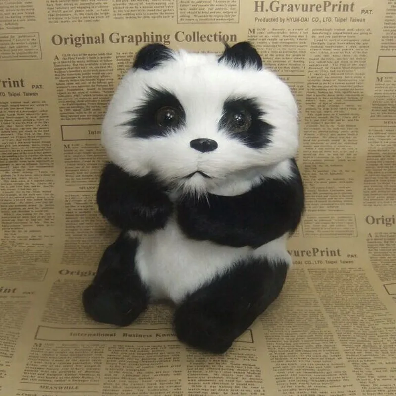 Творческий моделирование сидя Panda игрушка Реалистичные милый белый и черный панда кукла подарок около 16 х 15 х 21 см