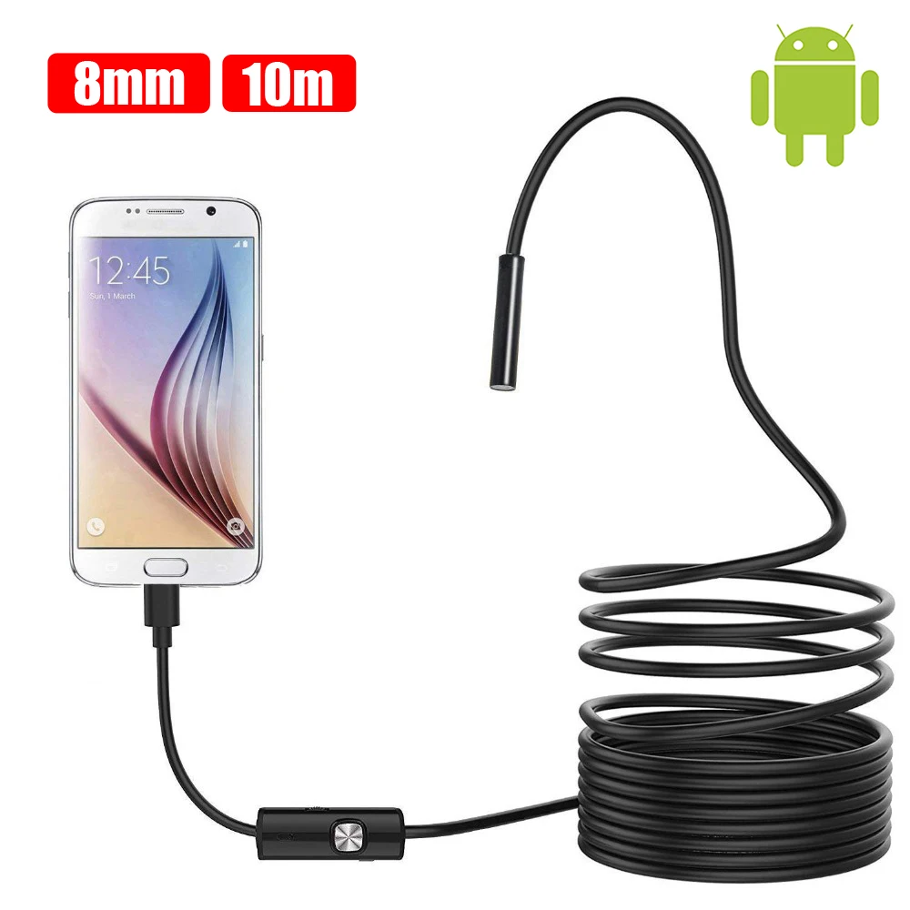 8MM 720p OTG Android Endoscope Camera 1M 2M 5M 10M Video Endoscope Borescope Inspection Camera Windows USB Endoscope for Car