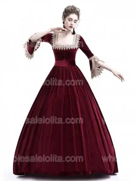 wine-red-velvet-marie-antoinette-queen-theatrical-victorian-dress3(1)