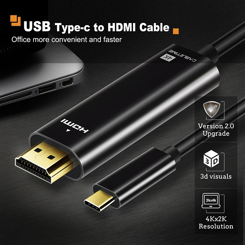 Кабель Переходник USB C к HDMI 4K 60 Гц Type DP для Samsung Galaxy S9/S8 Huawei MacBook C025|Кабели VGA| |