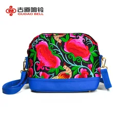 Ретро Вышивка PU холщовые сумки женские курьерские Цветочные маленькие пляжная сумка через плечо Дамский цветной узор случайный Прямая