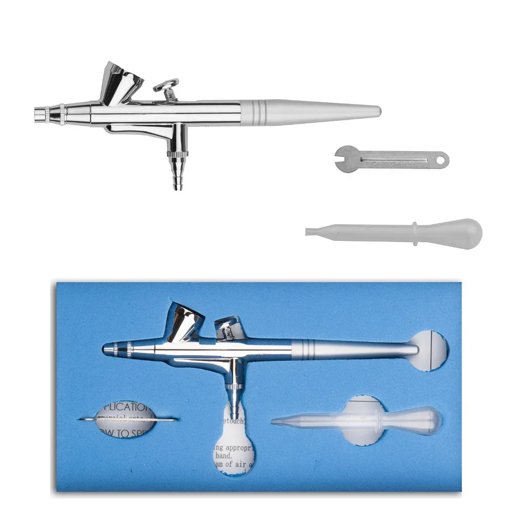 Цена Двойного действия воздуха Кисточки комплект 0.4 мм иглы воздуха Кисточки Пистолеты распылители тела Краски макияж ногтей аэрограф Краски ing ...