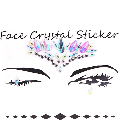 Festival Face Jewels Crystal Body Stickers Make Up Face Gems Glitter Rhinestones Face Sticker For Festival Party Dress UP F0118 