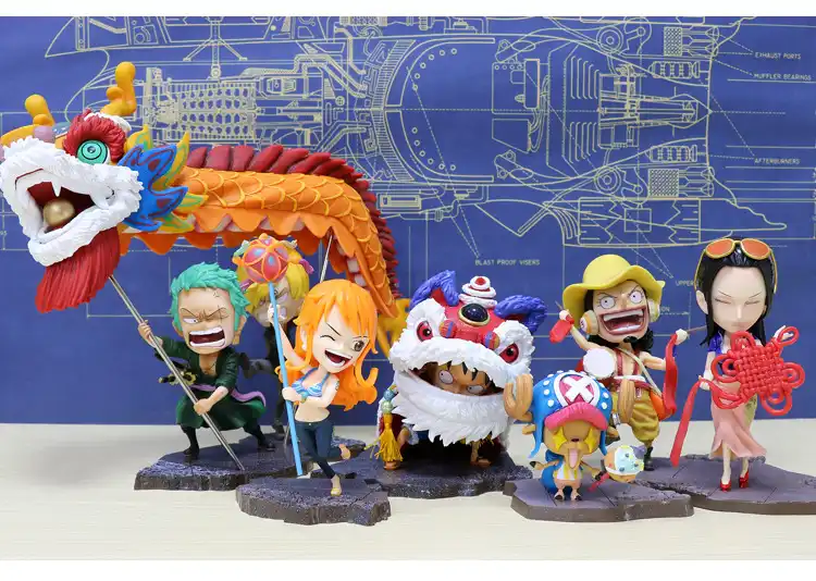 アニメワンピースルフィ中国新年ライオン カスタマーゾロサンナミドラゴンロビンウソップチョッパー獅子舞かわいいフィギュアモデルのおもちゃ Action Figures Aliexpress